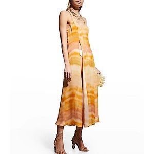 NWT Cult Gaia Domino Midi Dress Dusty Dye XS Yellow Orange Tan